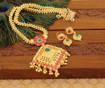 Kempu micro gold  plated necklace set 2
