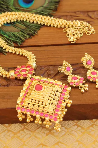Kempu micro gold  plated necklace set