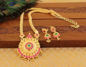 Kempu micro gold  plated necklace set 1