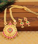 Kempu micro gold  plated necklace set