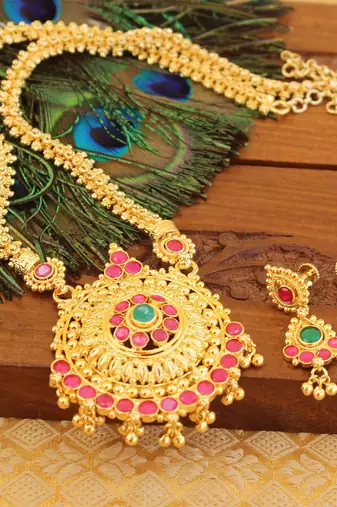 Kempu micro gold  plated necklace set
