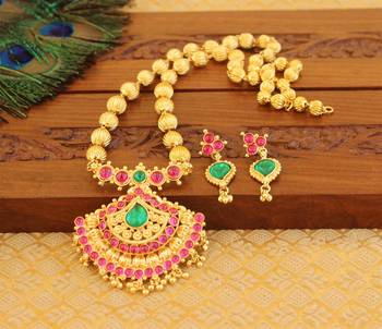 Kempu micro gold  plated necklace set 1