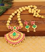 Kempu micro gold  plated necklace set