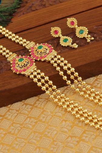 Designer kempu layer necklace