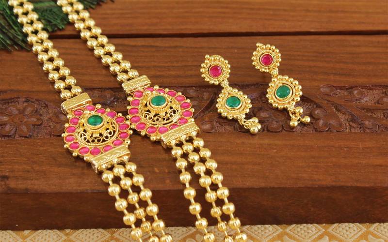 Designer kempu layer necklace