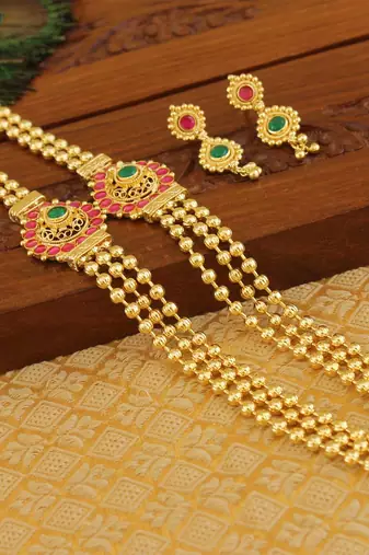 Designer kempu layer necklace