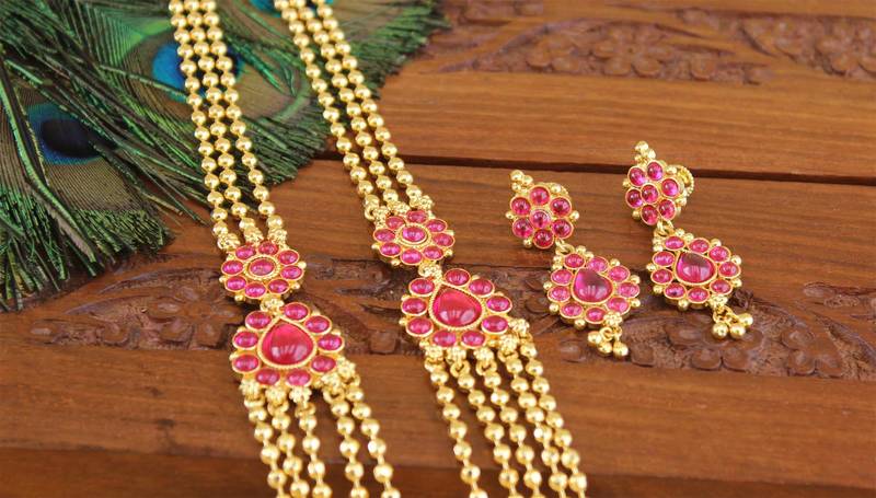 Designer kempu layer necklace