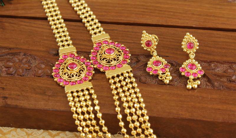 Designer kempu layer necklace