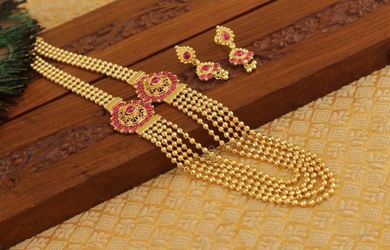 Designer kempu layer necklace