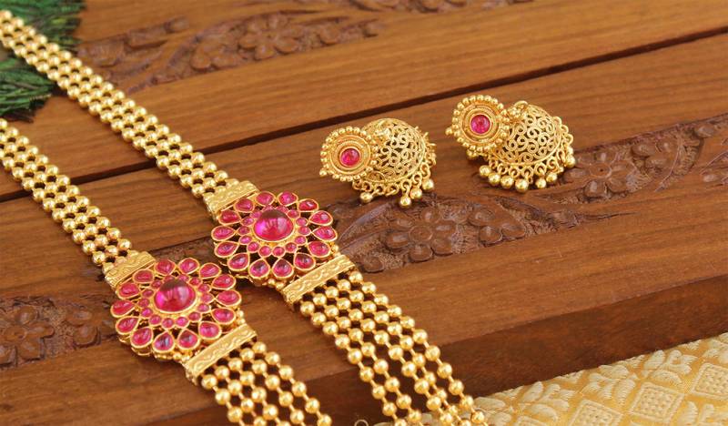 Designer kempu layer necklace