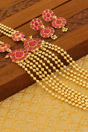 Designer kempu layer necklace