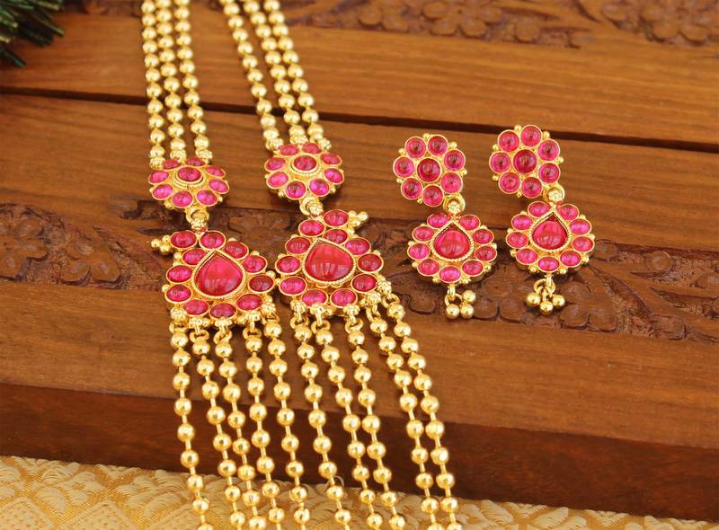 Designer kempu layer necklace