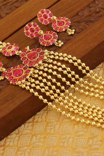 Designer kempu layer necklace