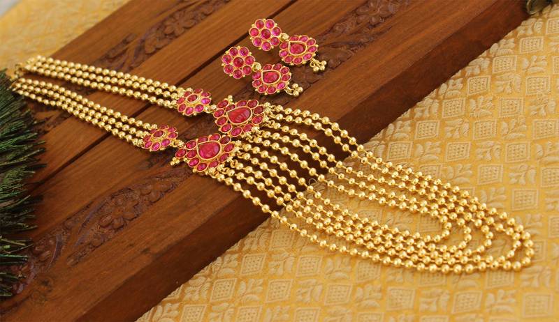 Designer kempu layer necklace