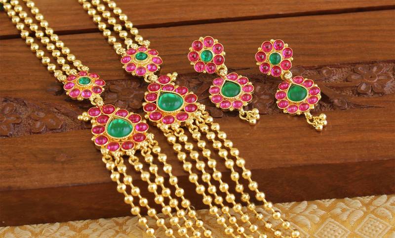 Designer kempu layer necklace