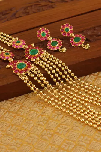 Designer kempu layer necklace