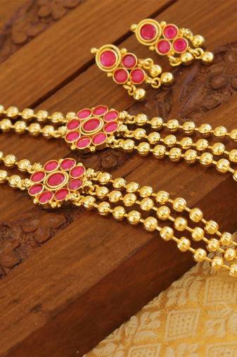 Designer kempu layer necklace
