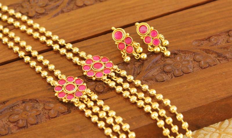 Designer kempu layer necklace