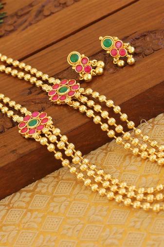 Designer kempu layer necklace