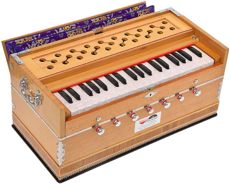 Harmonium By Kaayna Musicals, Teak Colour, 7 Stops- 4 Main & 3 Drone, 3¼ Octaves, Gig Bag
