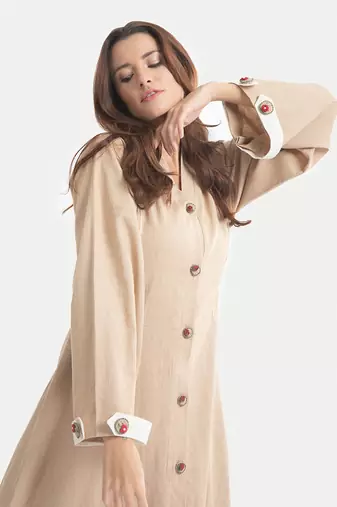 Beige celine classic a line dress
