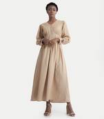 Beige chloe rosette cuff dress