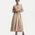 Beige chloe rosette cuff dress