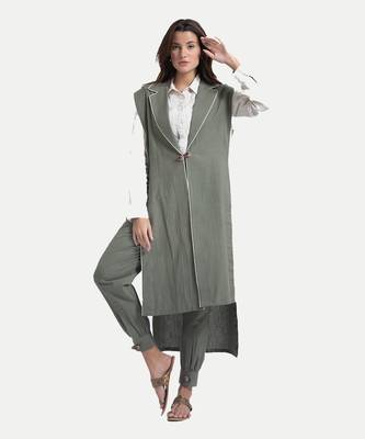 Thyme green liana seamless long jacket set 1