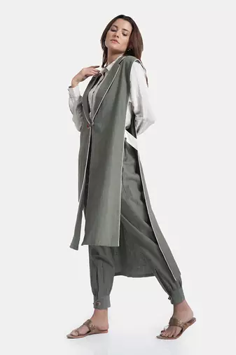 Thyme green liana seamless long jacket set