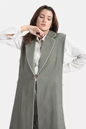 Thyme green liana seamless long jacket set