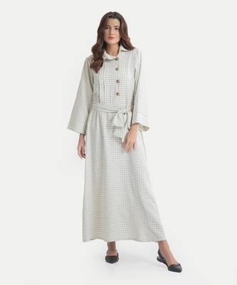 White sand amelia rosette buttoned dress 1