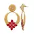 Red Turkish Flower Antique Gold Plated Turqoise Earring for Women