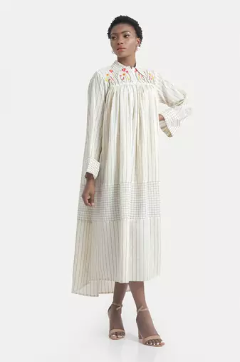 White sand clair fleur yoke dress