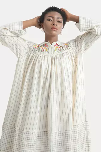 White sand clair fleur yoke dress