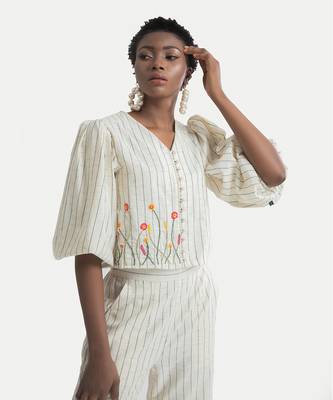 White sand claire fleur balloon sleeve co ord 4