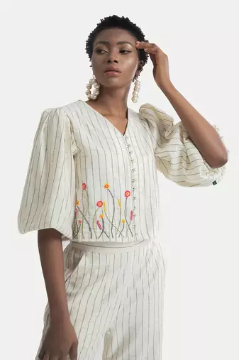 White sand claire fleur balloon sleeve co ord