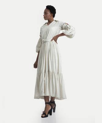 White sand esme flared wrap waist dress 2
