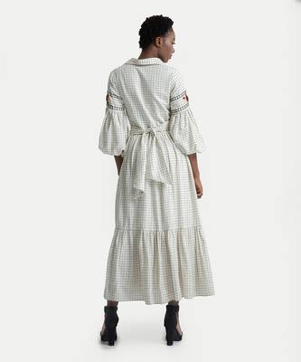White sand esme flared wrap waist dress 3