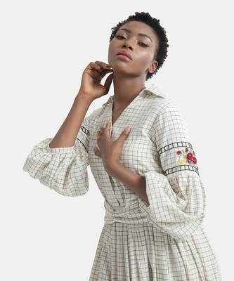 White sand esme flared wrap waist dress 4