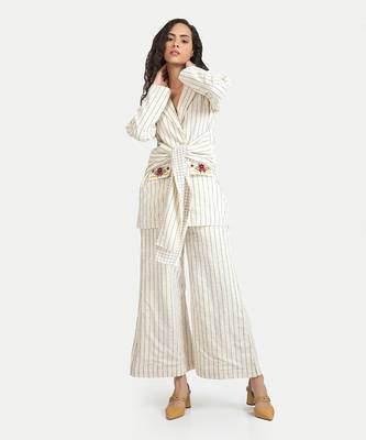 White sand odette wrap waist jacket set 1