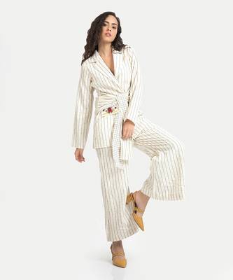 White sand odette wrap waist jacket set 2