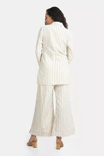 White sand odette wrap waist jacket set