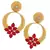 Red Turkish Flower Antique Gold Plated Turqoise Earring for Women