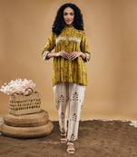 Yellow & ivory floral printed co ord set