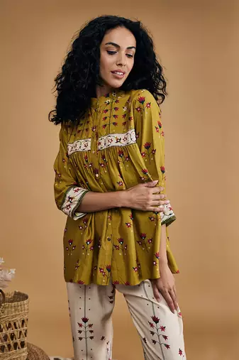 Yellow & ivory floral printed co ord set