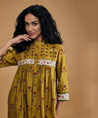 Yellow & ivory floral printed co ord set 5