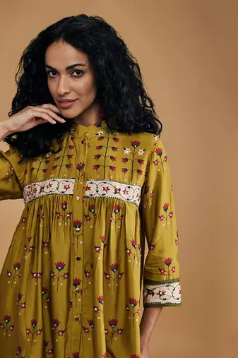 Yellow & ivory floral printed co ord set