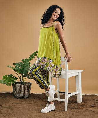 Green orchid bloom embellished top with pants 2