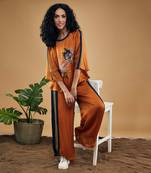 Orange orchid bloom printed co ord set