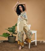 Yellow bird and tile printed co ord set